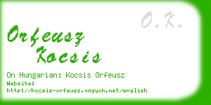 orfeusz kocsis business card